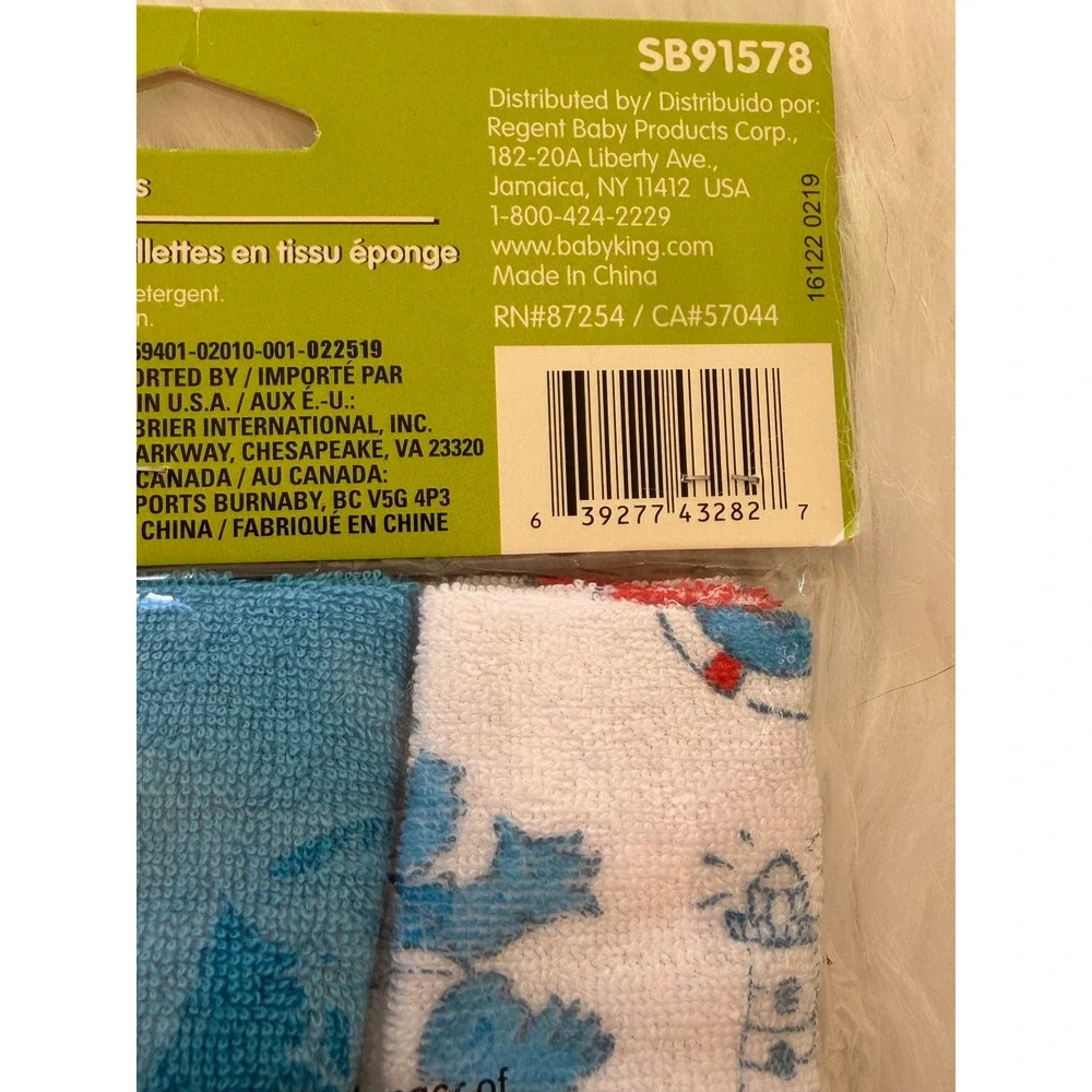 Sesame Street Sesame Beginnings Terry Washcloths 3 Pack Cookie Monster Elmo Blue